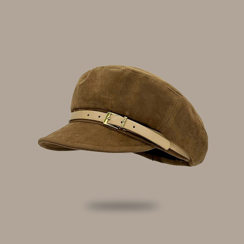 Corea del Sur de seda gorra de periódico superior plana gorra mujer moda de otoño y invierno británico Anchor Boina roja elegante gorra pintora