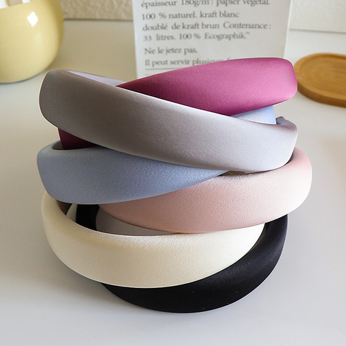 Internet celebrity Korean solid color Korean satin headband summer temperament girl wide-brimmed hairpin versatile high skull headband