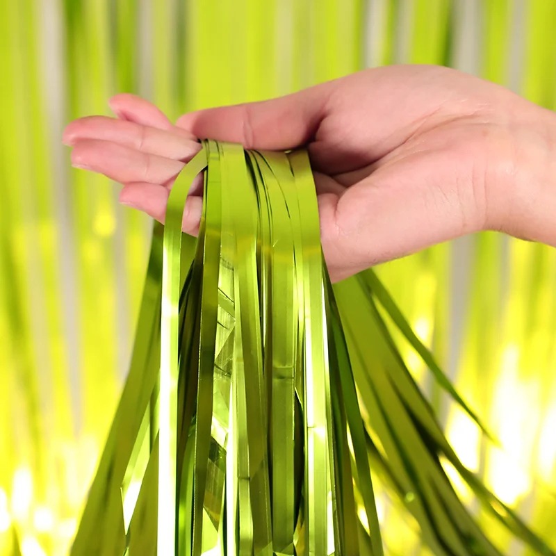 Cortina de lluvia mate mate mate fiesta de cumpleaños fondo de boda decoración de pared diseño brillante cuadrado cortina de lluvia borla