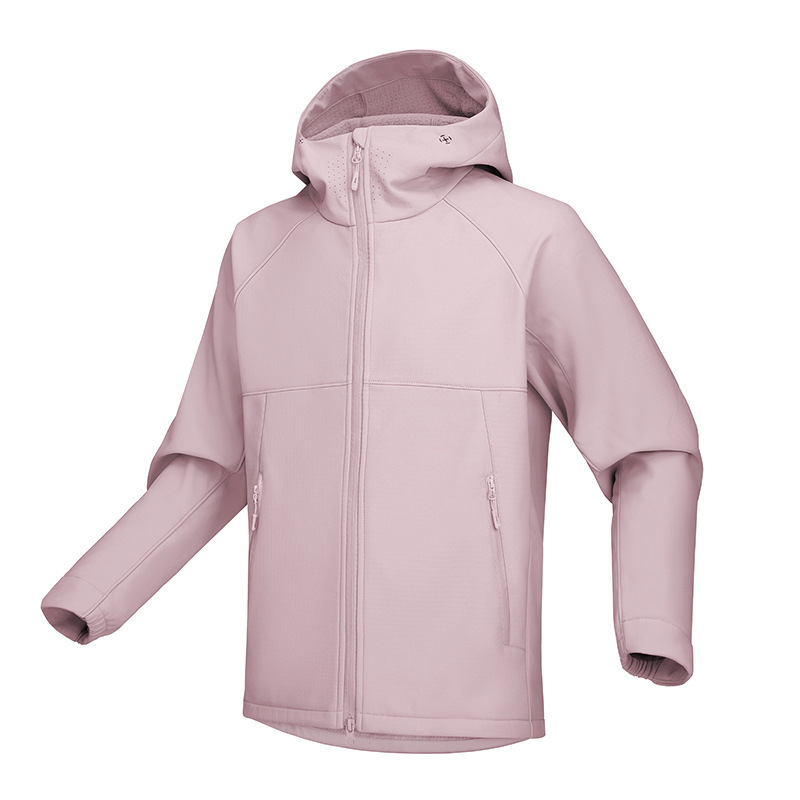 New soft shell jacket for men and women, thin fleece, suitable for spring and autumn, warm, windproof, waterproof, breathable, hooded, lightweight hard shell jacket