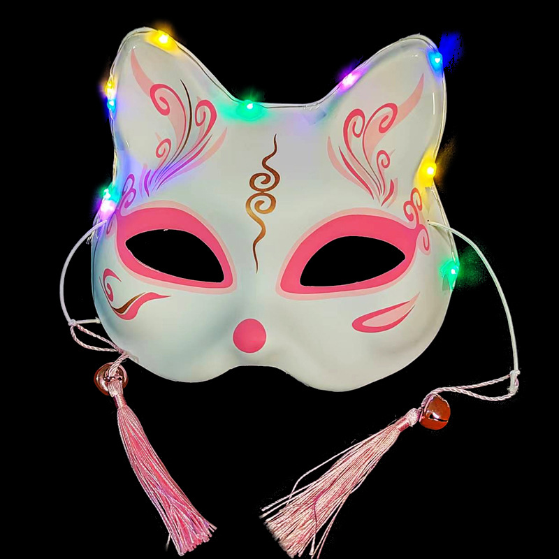猫狐面具发光狐狸面具和风日式抖音同款手绘 万圣节舞会面具女cos详情8
