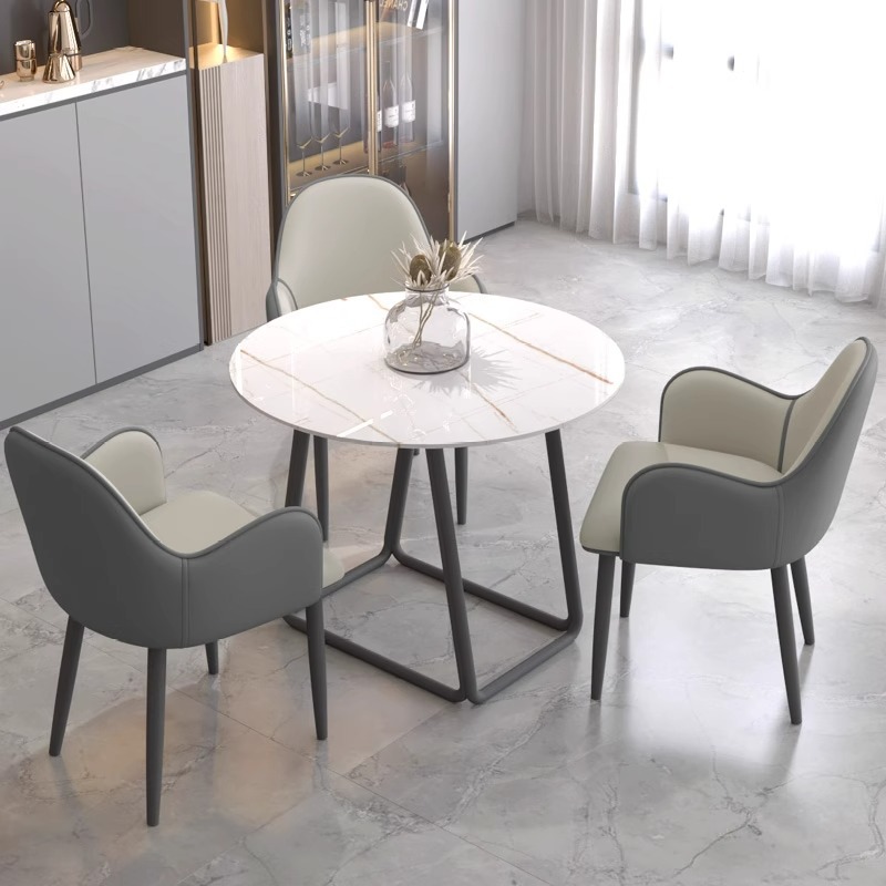 Silla de comedor nórdica de lujo ligero para el hogar silla de mesa de respaldo minimalista moderna para el hogar sala de estar silla de hotel de hierro forjado