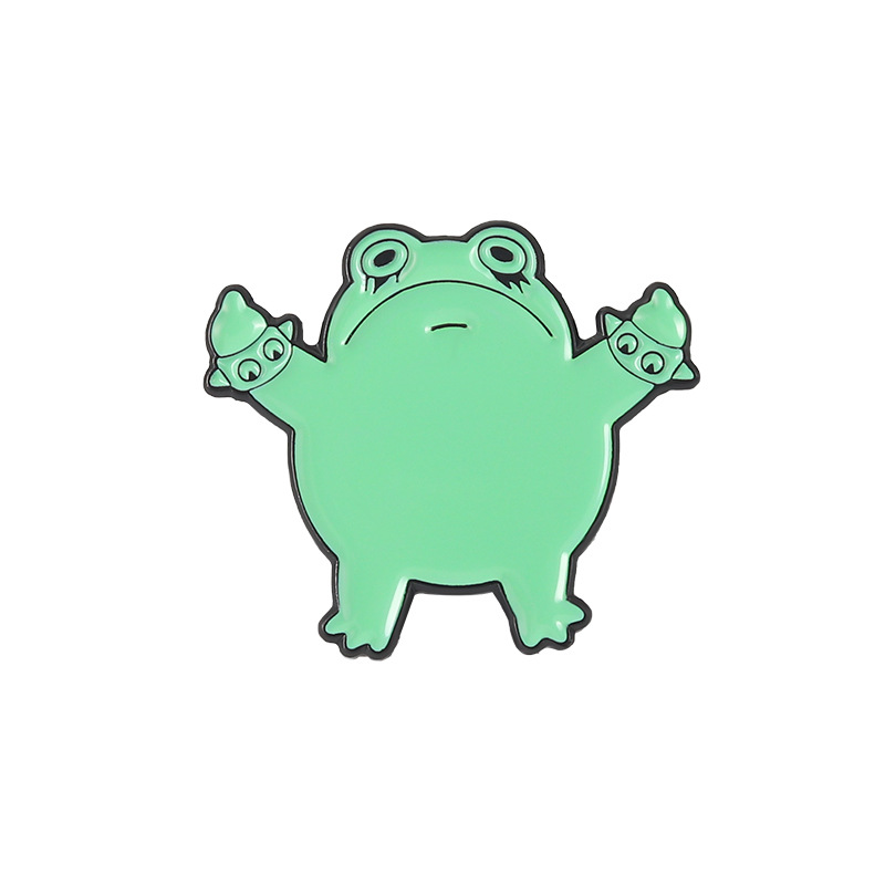Amazon Venta caliente popular familia animal aleación broche de dibujos animados lindo Rana con forma de cuchillo goteo insignia