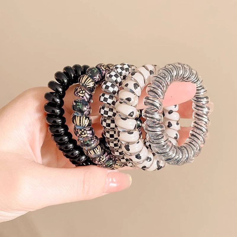 Alta cuerda de pelo durable elástico no daña el pelo banda de goma moda línea telefónica banda de pelo tocado temperamento simple cuerda de las mujeres corbata de pelo