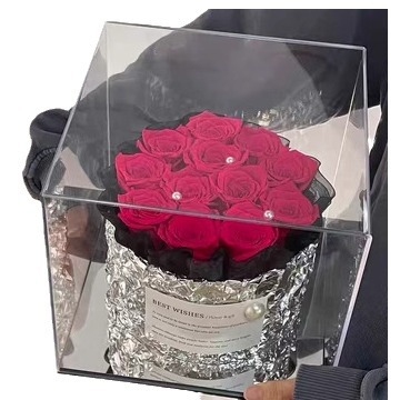 Rosa Preservada, Estilo Fragancia Pequeña, Ramo en Forma de Abrazo, Regalo Creativo para el Día de San Valentín, Adorno de Flores Preservadas de Alta Gama