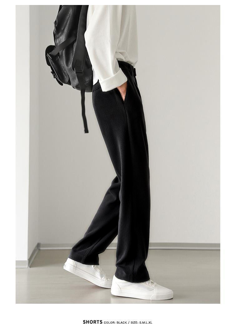 1 Men's Casual Spring And Autumn Loose Regular Wide-Leg Pants Japanese Style Simple Solid Color Versatile Straight_voghion.com