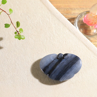 Jin Yu Tang Boutique Hetian Jade Blue and white Peace Lock Pendant Brand Simple Atmosphere Meaning Wealth and Peace