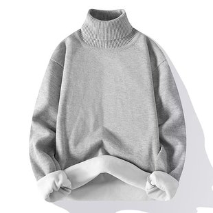 Autumn and Winter One-piece Cashmere Sweater Men's Turtleneck Solid Color Turtleneck European and American Casual Turtleneck Sweater for Teenagers Men
