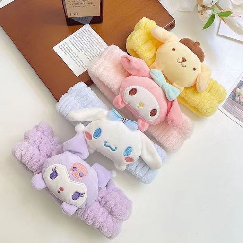 Sanrio Cartoon Plush Hairband Headband Cute Girly Heart Doll Hairband Face Washing Press Hair Anti-Slip Headgear