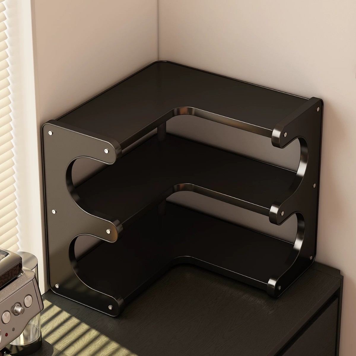 Desktop Corner Cup Storage Rack, High-End Black Water Cup, Tea Cup, Coffee Cup Display Rack for Dining Side Counter