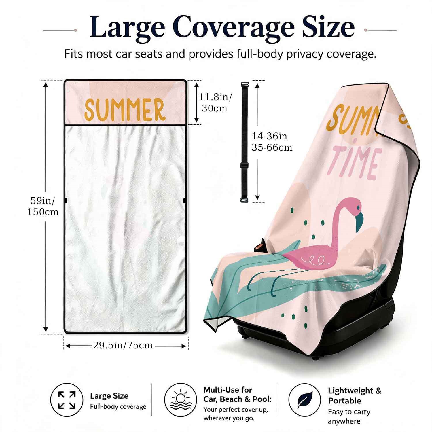 Summer bath towel and car seat cover 2-in-1, ultra-fine fiber outdoor beach and car dual-use universal seat cushion
