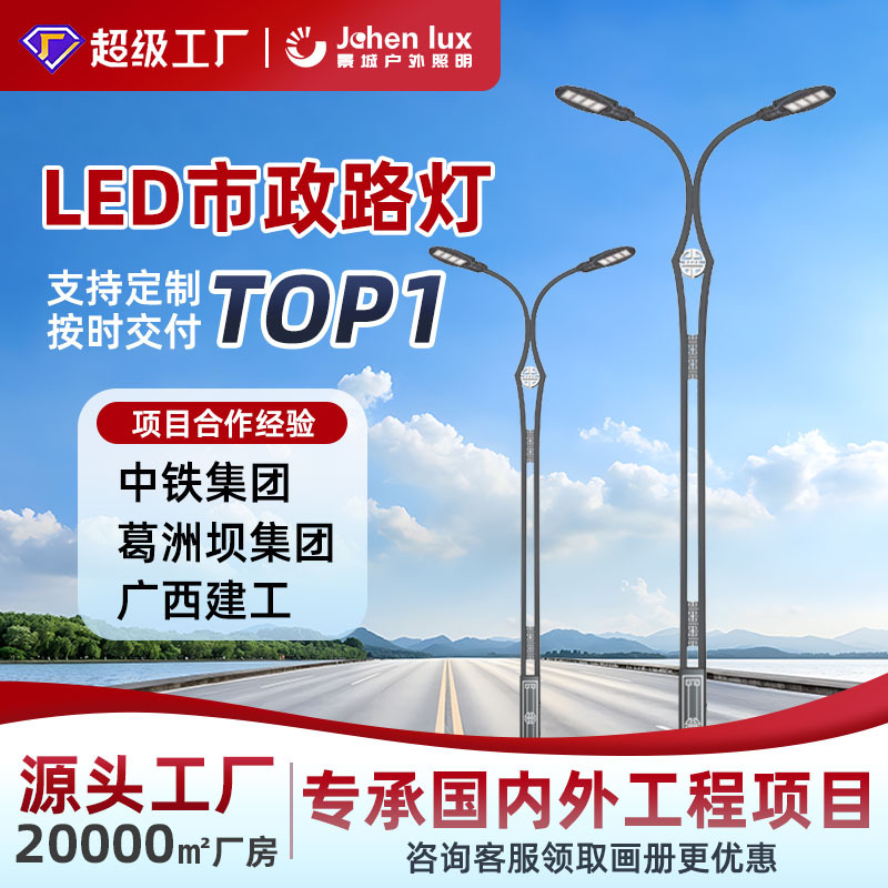 道路灯源头厂家8米10米12米单臂双臂路灯农村市政路灯供应路灯杆