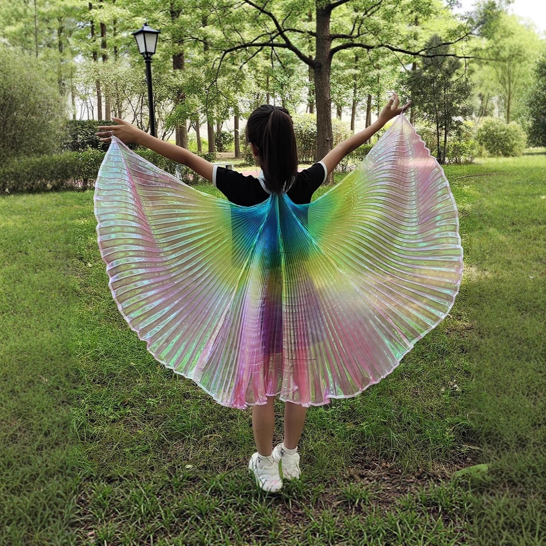 Belly Dance Halter Neck Cape with Hand-Tied Hooks, Three-Color Gradient Wings, Performance Costume Props Wholesale Manufacturer