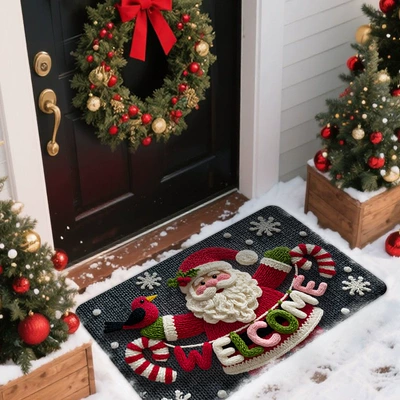 Christmas-themed faux fur diatomaceous earth – Avtomobil döşəmə paspasları - yarn-christmas-santa-claus-4060cmnew-diatom-mud