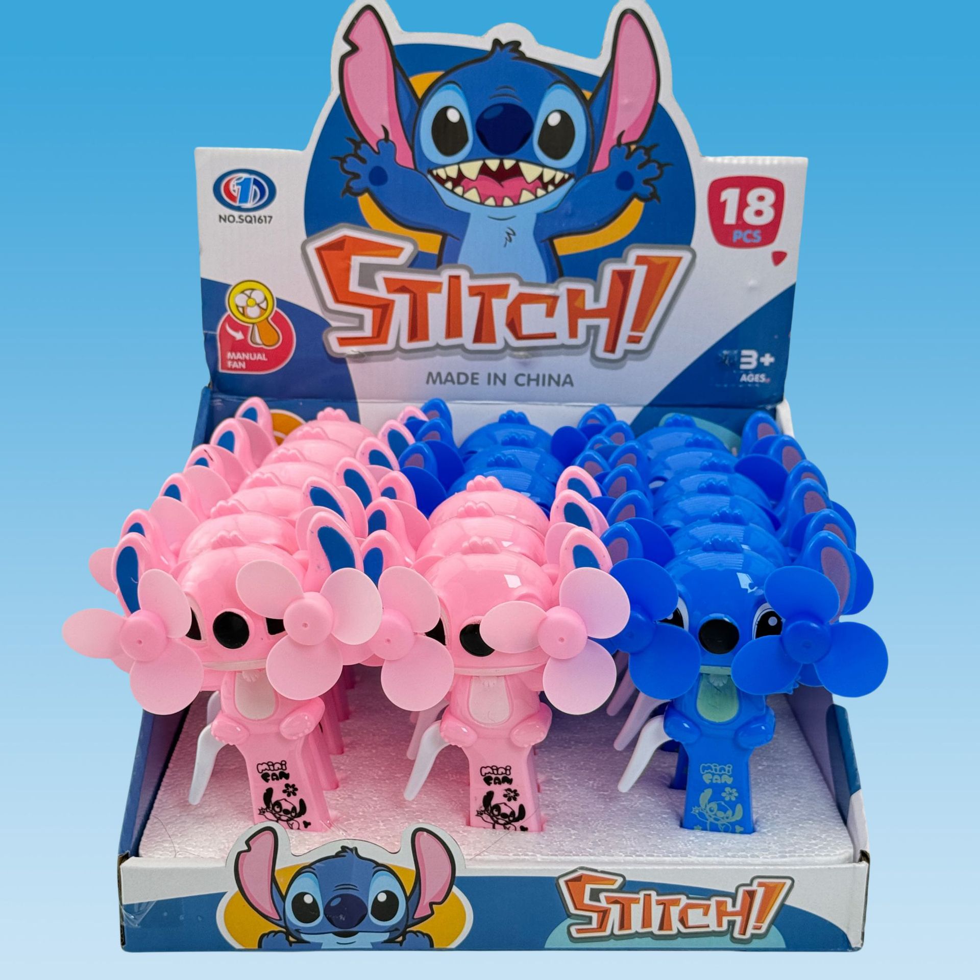 卡通双叶史迪仔风扇儿童夏日玩具机票手持按压史迪奇蓝兔兔风扇子