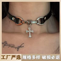 Новый сладкий прохладный нишевые дизайнерские ощущения choker темно-черный горячий девушка крест ошейник кора ожерелье подкультуры