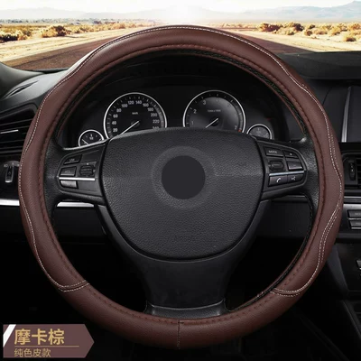 Steering wheel cover: BYD models, JAC steering wheel - solid-color-mocha-brownsteering-wheel-cover-38cm