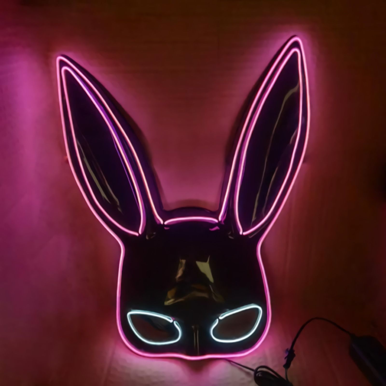 LED Bunny Girl Bar Show Bungee media cara máscara de conejo mascarada LED Halloween accesorios luminosos