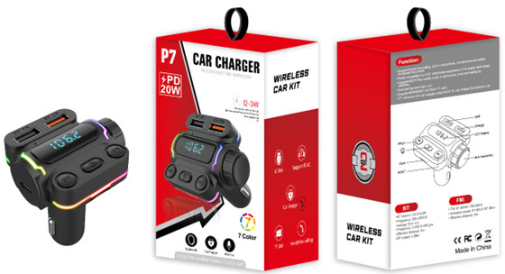 P8 p1p2p3p4p5p6p7 PD対応BluetoothカーマウントMP3プレーヤー カラフルな雰囲気照明 FMトランスミッター QC3.|undefined