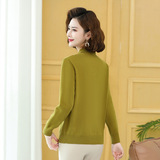 妈妈秋冬新款长袖洋气中老年女装针织衫加肥大码毛衣翻领上衣内搭，女装针织衫/毛衣，妃慕昵服饰