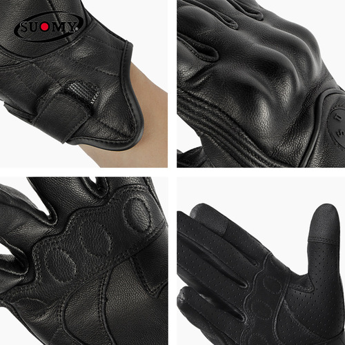Motorcycle riding genuine leather anti-fall gloves summer touch screen sheepskin retro motorcycle rider equipment breathable for all seasons
