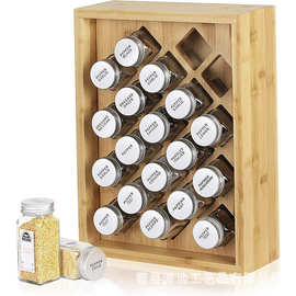 收纳架香料架自由站立台面草本香料架20个玻璃罐厨房橱收纳木架