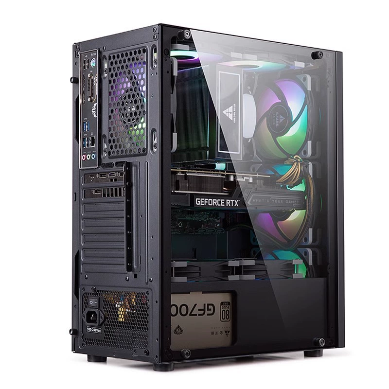 Корпус для компьютера ATX Jinhetian Fortune Shang Rui, полноразмерный, с прозрачной боковой стеклянной панелью, для офисного простого рабочего стола