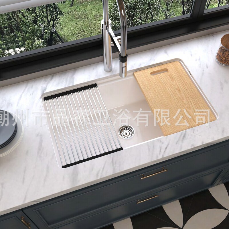 Modern Kitchen Sink with Straight Edge, Ceramic Dishwashing Basin, Farmhouse American Retro Built-In Sink, Fire-Resistant Dishwashing Sink Modern Kitchen Sink with Straight Edge, Ceramic Dishwashing Basin, Farmhouse American Retro Built-In Sink, Fire-Resistant Dishwashing Sink