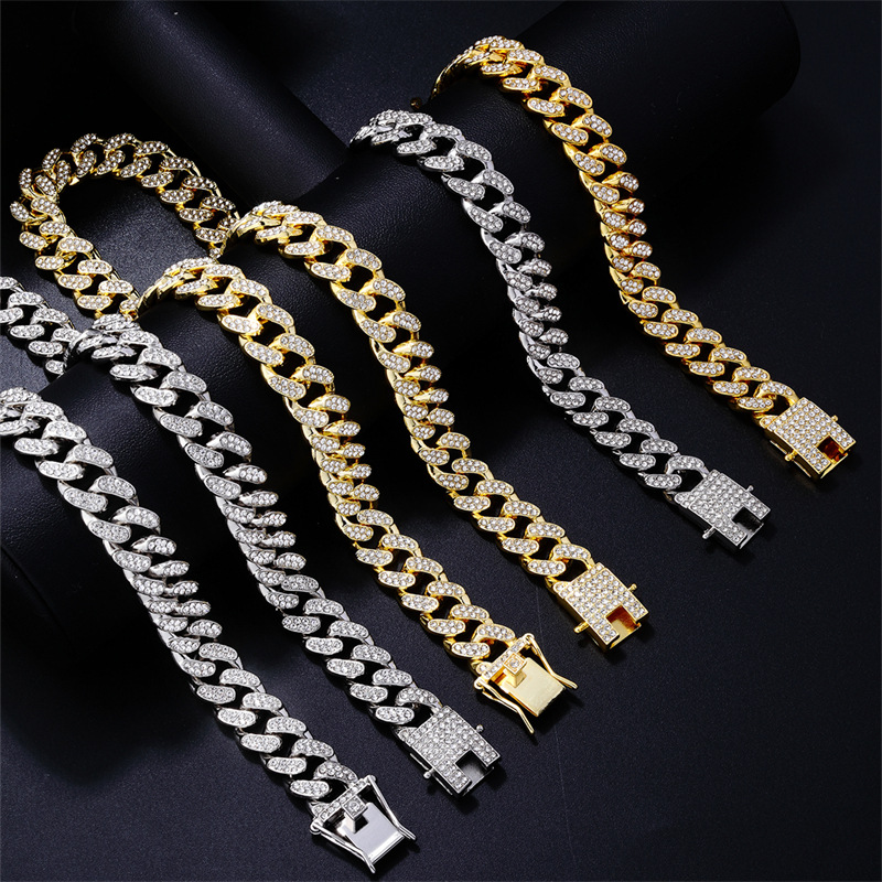 Hip Hop Couleur Unie Le Cuivre Placage Chaîne Incruster Zircon Plaqué Or K Plaqué Rhodium Hommes Collier display picture 1