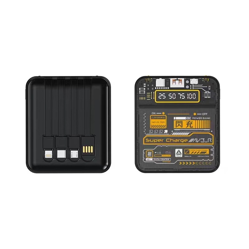 Pequeño tesoro de carga portátil al aire libre de carga rápida transparente mecha viento de gran capacidad con cuatro líneas 10000 mA en stock