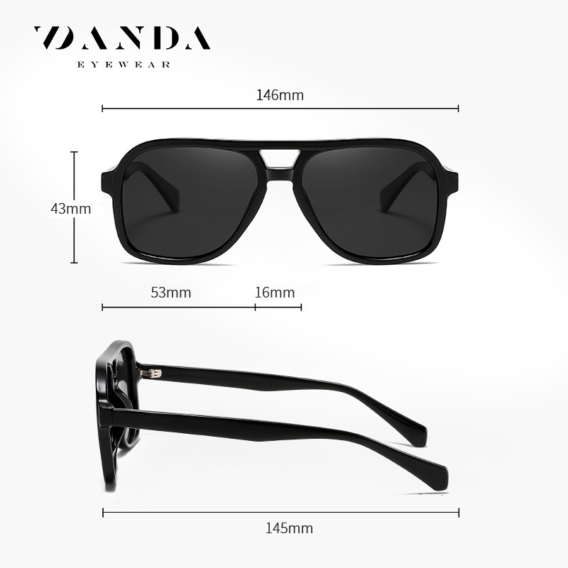 Gafas polarizadas transfronterizas europeas y americanas S31117 Gafas de sol de doble viga retro de moda Gafas de sol de placa de red de montura grande con personalidad