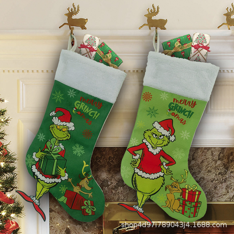Christmas Grinch Christmas Stocking Ornament Green Furry Monster Candy Bag Christmas Tree Skirt Placemat Wine Bottle Bag Decoration Christmas Grinch Christmas Stocking Ornament Green Furry Monster Candy Bag Christmas Tree Skirt Placemat Wine Bottle Bag Decoration