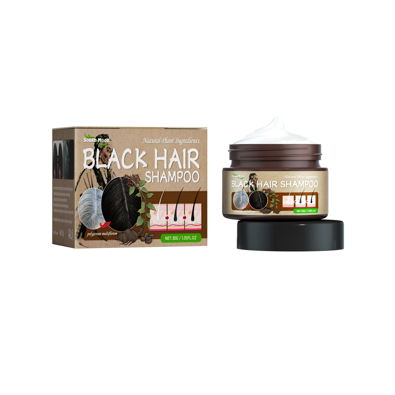 South Moon Polygonum multiflorum White to Black Shampoo Deeply repairs and nourishes hair removes dandruff relieves itchiness controls oil_voghion.com