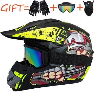 Motosiklet kaskı (dəbilqə) — Helmets, Youth Mountain Bike Downhill - ya-huang-zhan-gou-includes-goggles-gloves-and-face-mask-s