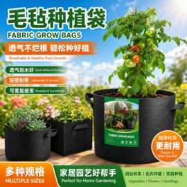 毛毡种植袋 无纺布毛毡种植桶植树袋无纺布袋黑色育苗营养植物袋