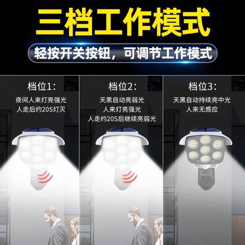 국경 간 태양 주도 유도 벽 램프 시뮬레이션 모니터링 가짜 카메라 도둑 거리 램프 원격 제어 무선 모니터링