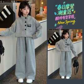 【原版面料】两件套女童套装中大童衣服儿童装春秋季帅气时髦外穿