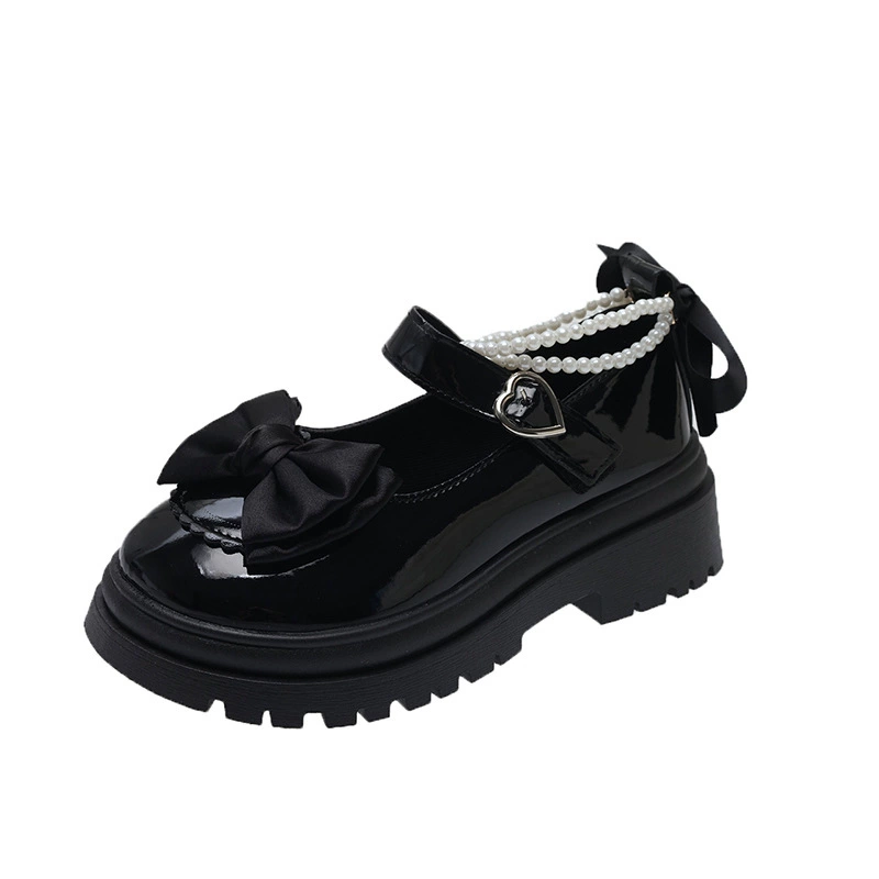 Summer footwear for leather shoes, Japanese suitable with a skirt with bow platform, shoes, french style