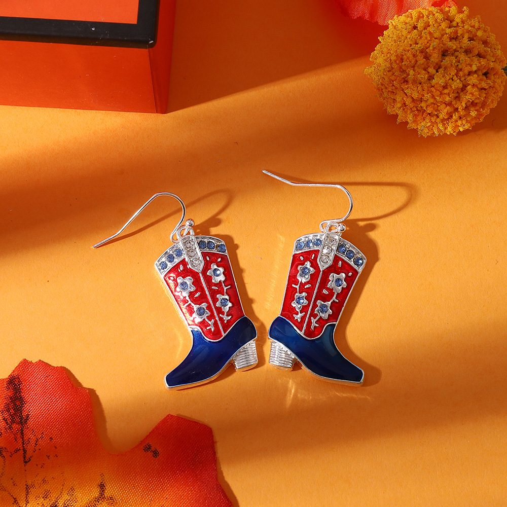 Drop Earrings Classification 1 Pair Quantity 1 Pair Halloween Simple Style Shoe Inlay Alloy Artificial Gemstones Drop Earrings