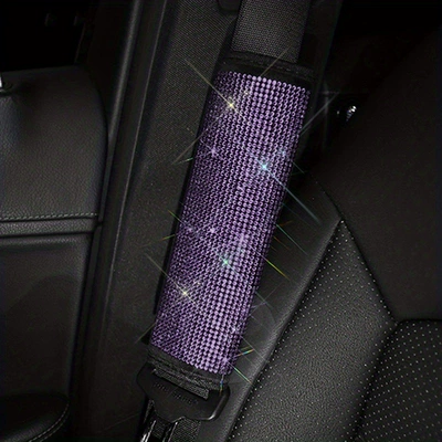 with Rhinestones, Full Diamond: Seat belt shoulder pad - purple-diamond-1-pack