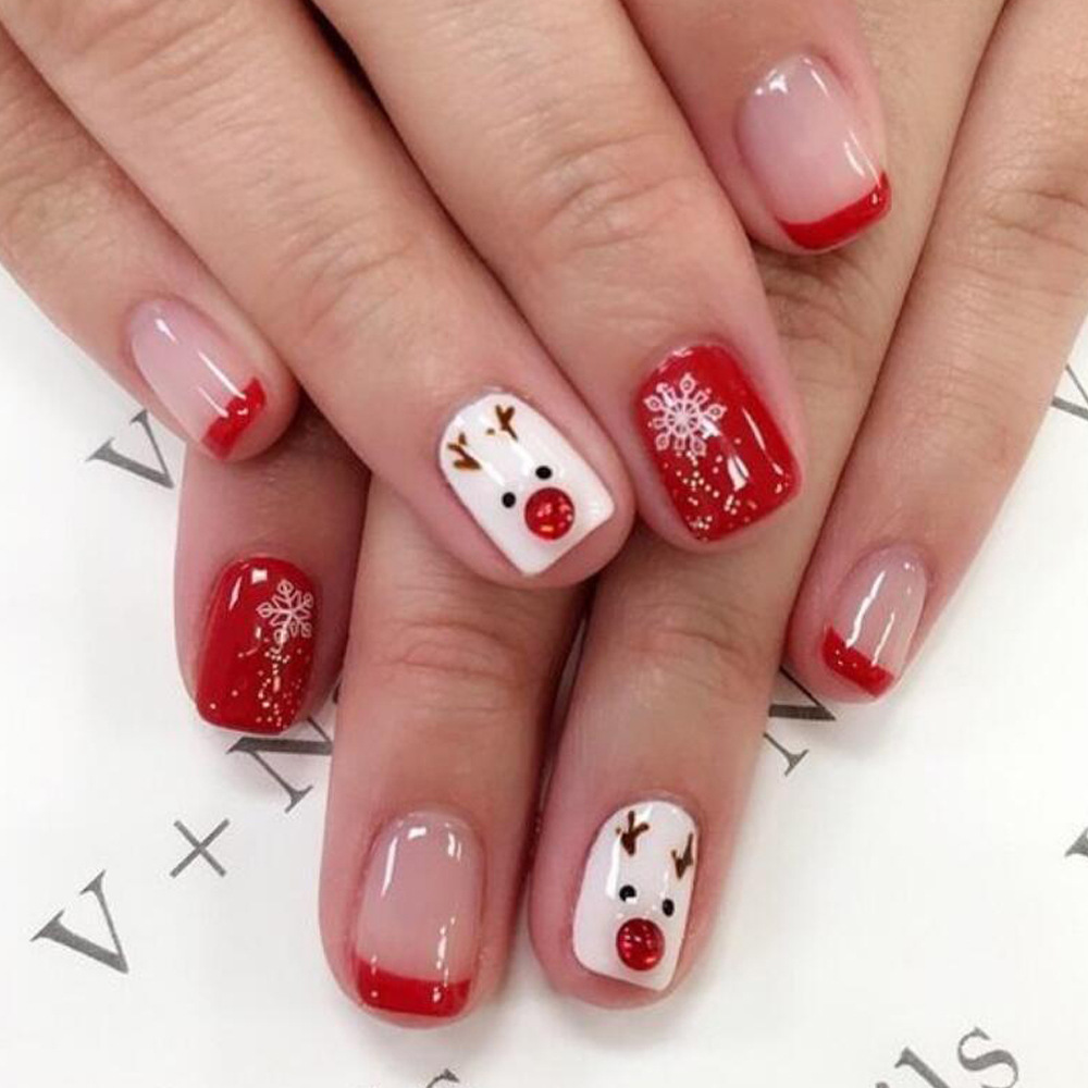 Simple copo de nieve ciervo Navidad desgaste uñas lindo alce uñas pieza desmontable desgaste uñas producto terminado al por mayor