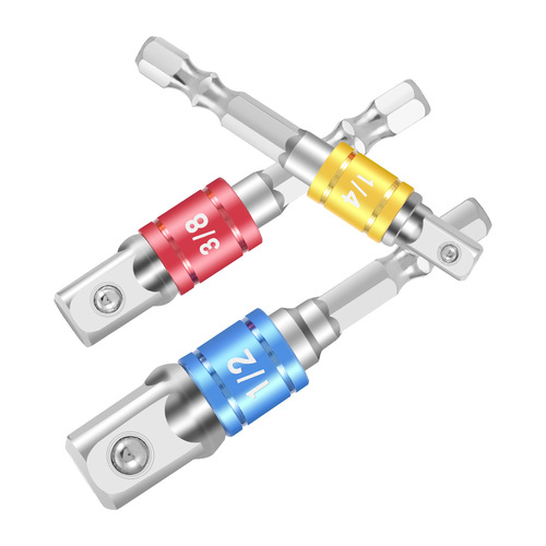 3-piece set of colorful hexagonal screwdriver and wind screwdriver conversion rod, electric screwdriver with hexagonal handle to square head connecting rod