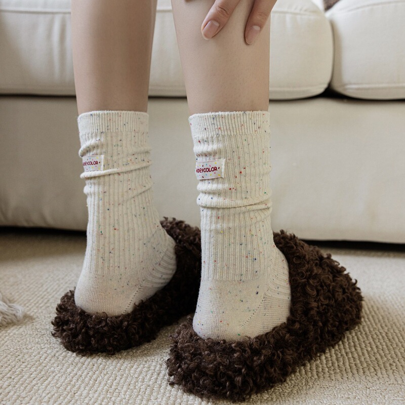 2024 Socks Women's Spring Autumn Winter Maillard Pile Socks Mid-Tube Socks Easiest for Match Cloth Label Socks Long Socks Dotted Yarn 2024 Socks Women's Spring Autumn Winter Maillard Pile Socks Mid-Tube Socks Easiest for Match Cloth Label Socks Long Socks Dotted Yarn