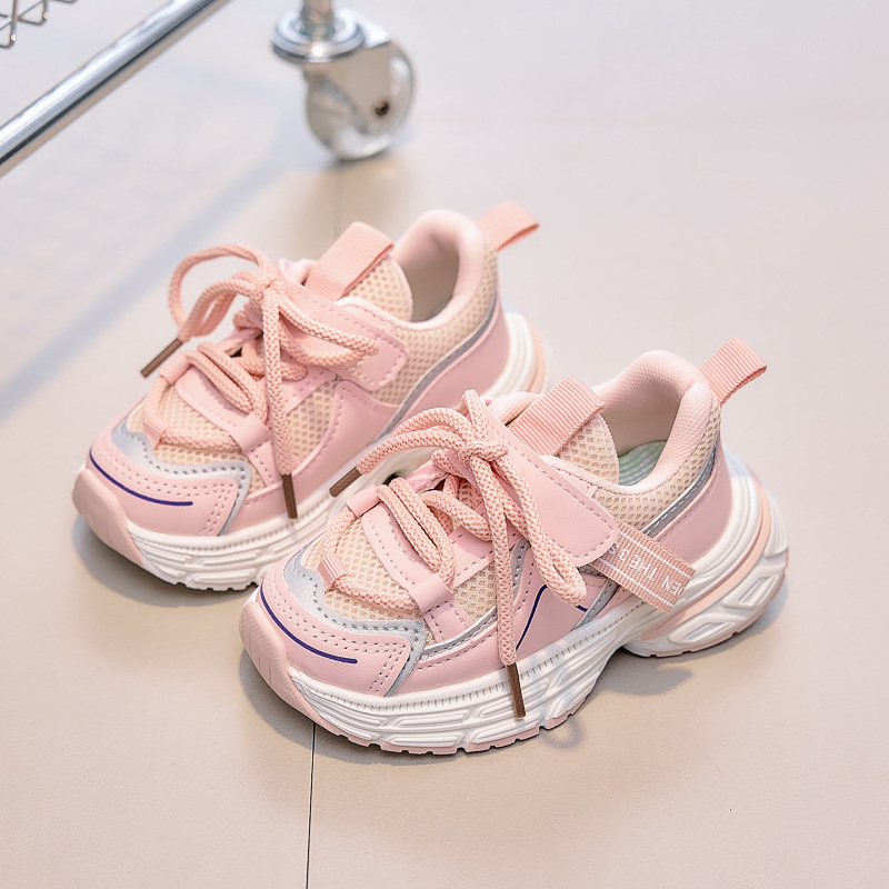 Zapatos deportivos para niños, zapatos de malla transpirables para niñas, primavera y otoño, nuevos zapatos casuales para niños con suela suave universal, stock transfronterizo