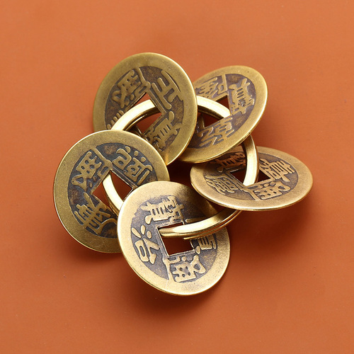 Pure Copper Five Emperors Coin Brass Gourd Keychain Jewelry Carry Copper Coin Small Pendant Small Pendant