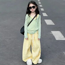 【现货】女童春季套装夏季新款女大童超好看多巴胺三件套儿童衣服