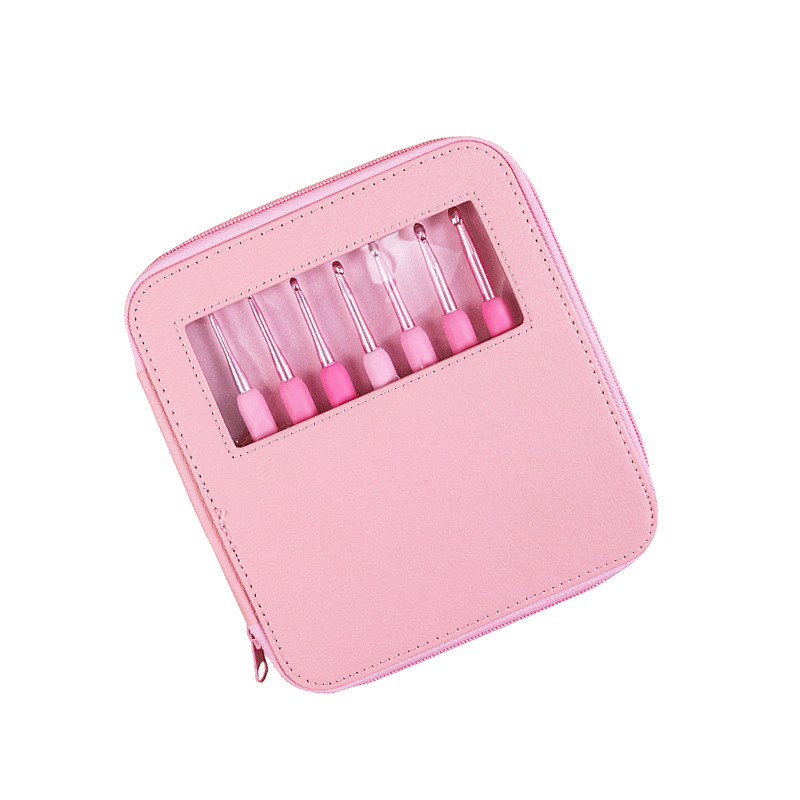 Herramientas de ganchillo de color gradiente conjunto completo de mano suave de lana trenzado bolsa de acero inoxidable material ganchillo diy