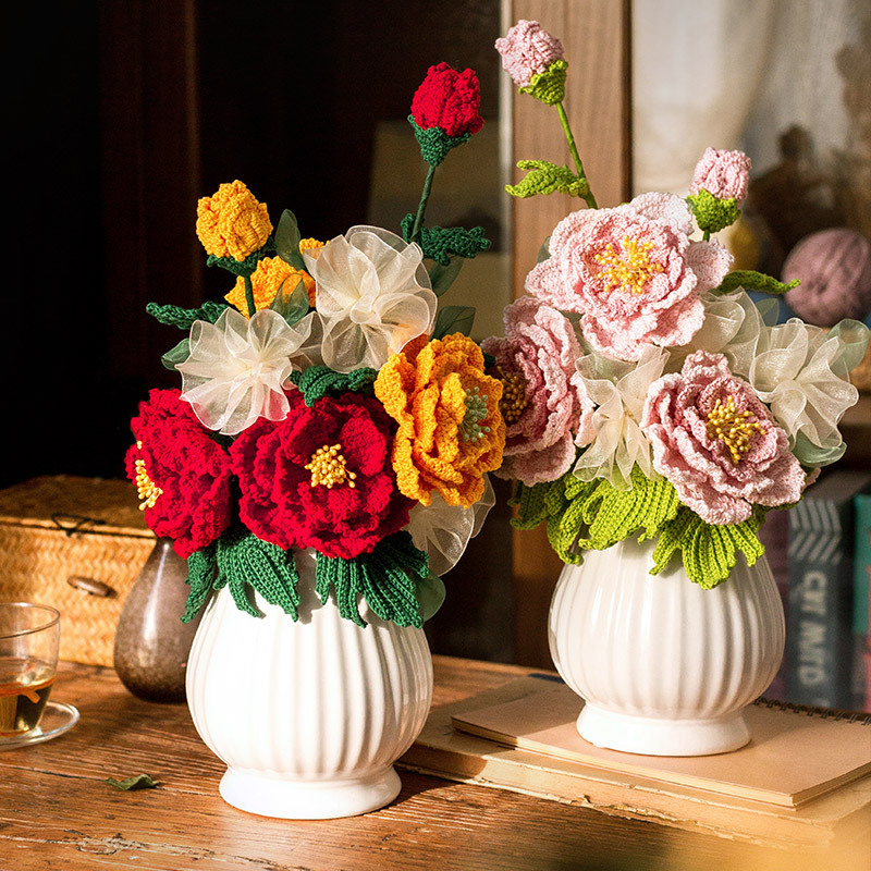 苏苏姐家牡丹花摆件diy钩针编织毛线团材料包譱
