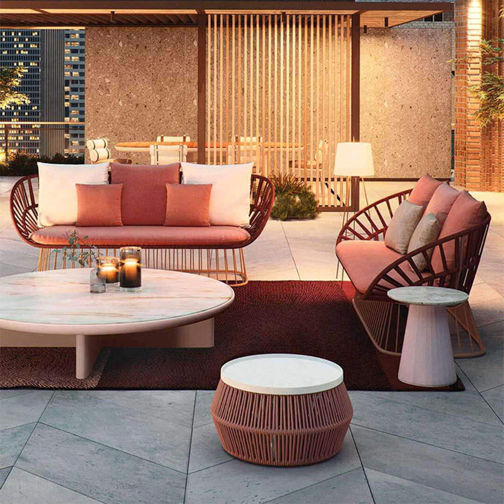 Minimalist Ceiling Design Hotel High Back Chair Garden Patio Outdoor Rattan Wicker Outdoor High Back Sofa European Outdoor Furniture
