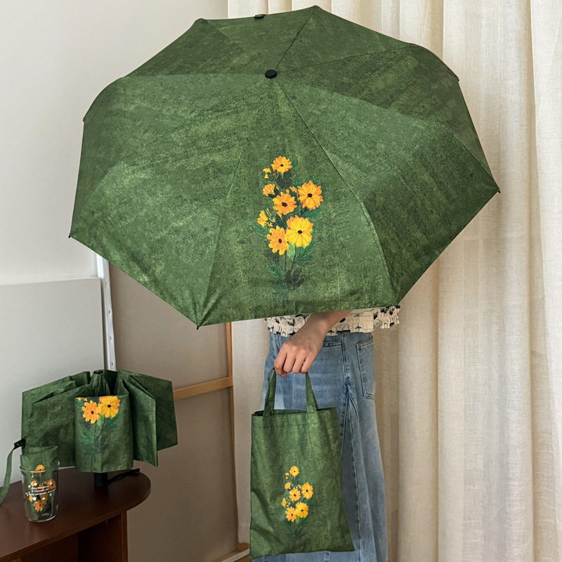 Fully automatic dual-purpose sun umbrella, UV protection, foldable, suitable for both sunny and rainy days, high aesthetic value, floral vintage design Fully automatic dual-purpose sun umbrella, UV protection, foldable, suitable for both sunny and rainy days, high aesthetic value, floral vintage design